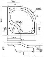 Roltechnik sprchová vanička SEMIDEEP NEO 900 x 900 x 290 mm čtvrtkruh R550 bílá 8000198